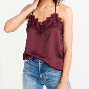Abercrombie & Fitch Elegant Burgundy Lace Trim Camisole